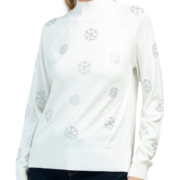 MARLED White Snow Crystal Snowflakes Sweater size M ❄❄❄ - Picture 1 of 14